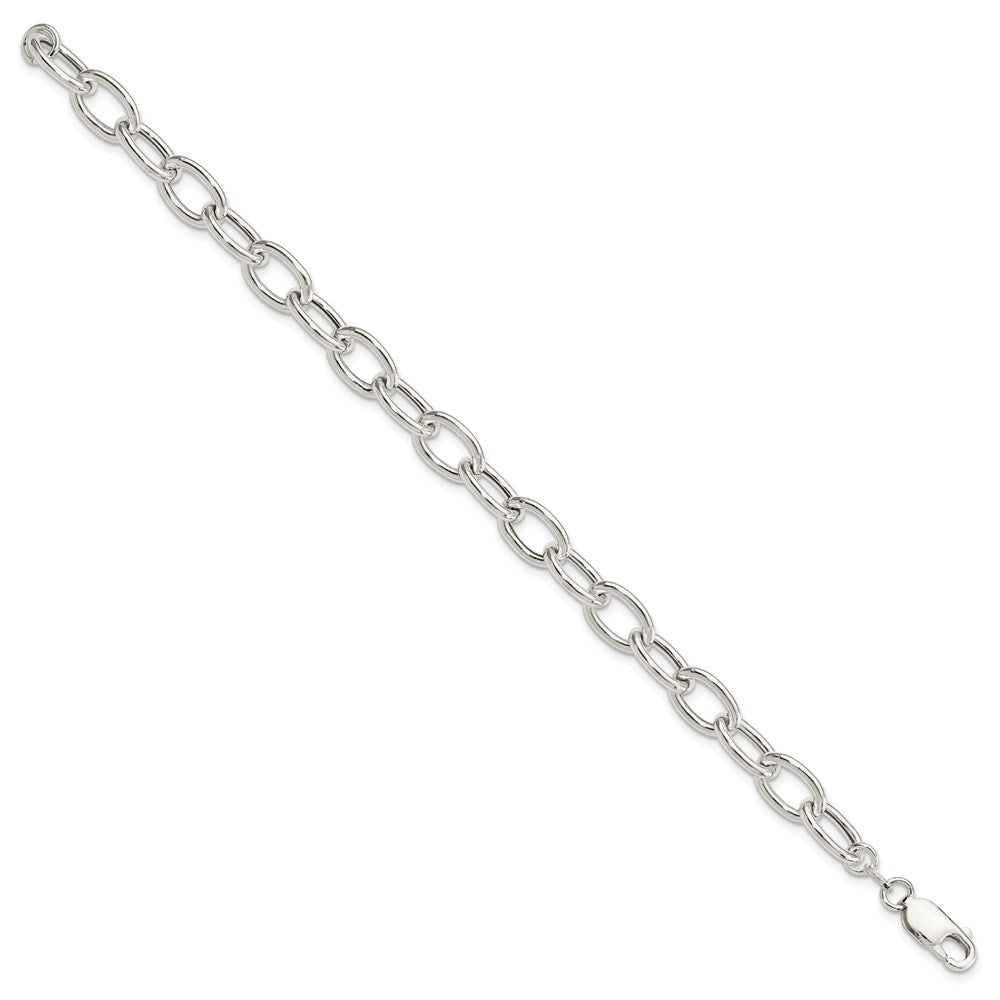 Sterling Silver Open Link Cable 8.50mm Bracelet 7.5 inches