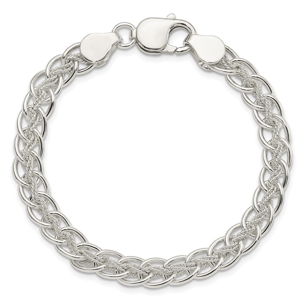 Sterling Silver Polished and Textured Fancy Bracelet 7.5 inches