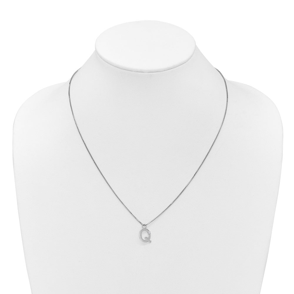 White Ice Sterling Silver Rhodium-plated 18 inch Diamond Letter Q Initial Necklace plus 2 inch Extender 18 Inches