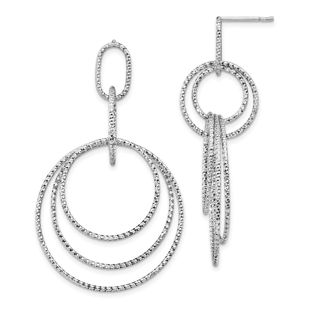 Sterling Silver Rh-plated D/C Post Dangle Earrings
