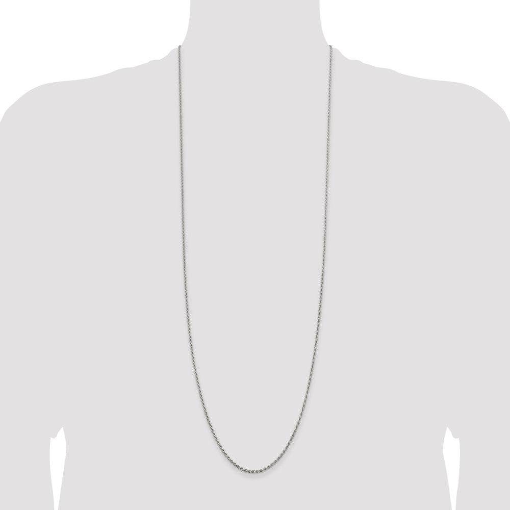 Sterling Silver Rhodium-plated 1.7mm Diamond-cut Rope Chain 36 Inches