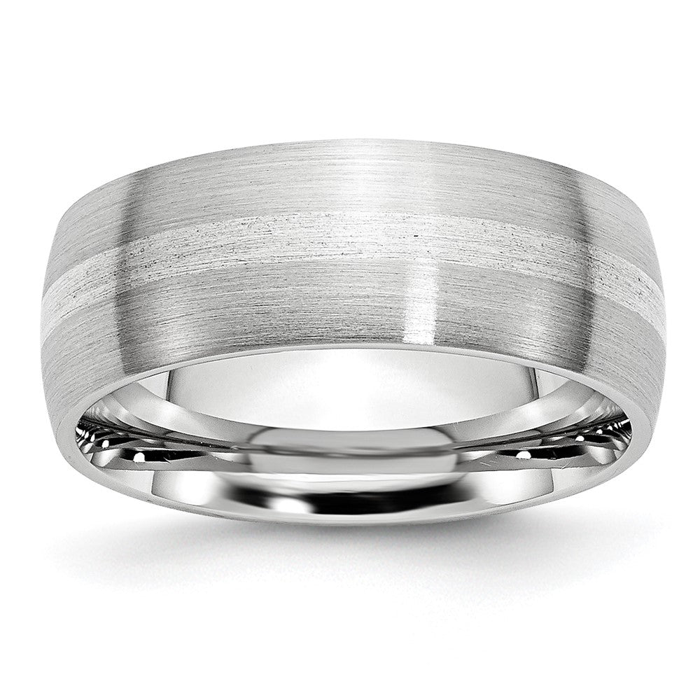 Cobalt Sterling Silver Inlay Satin 8mm Band Size - 8