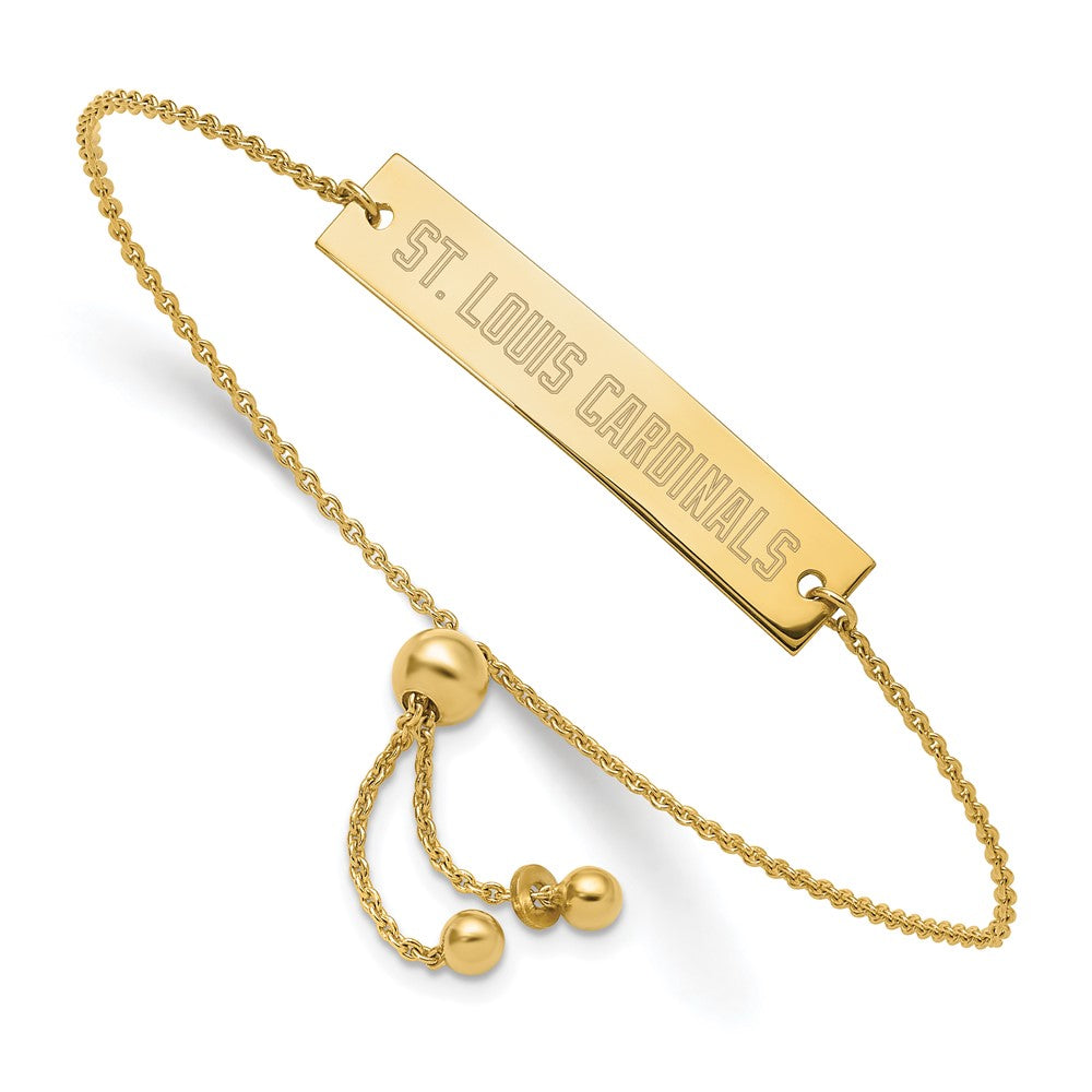 Sterling Silver Gold-plated MLB LogoArt St. Louis Cardinals Small Bar Adjustable 9 inch Bracelet