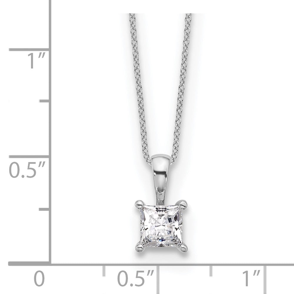 14kw .75ct VS+, F+ Lab Grown Princess Diamond 4 Prong Pendant w/ Chain