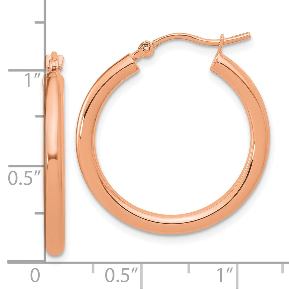 14k Rose Gold Polished 2.5mm Lightweight Tube Hoop Earrings