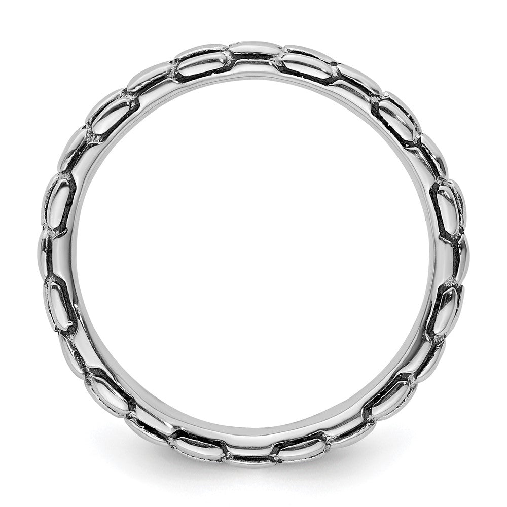 Sterling Silver Stackable Expressions Antiqued Ring Size -6