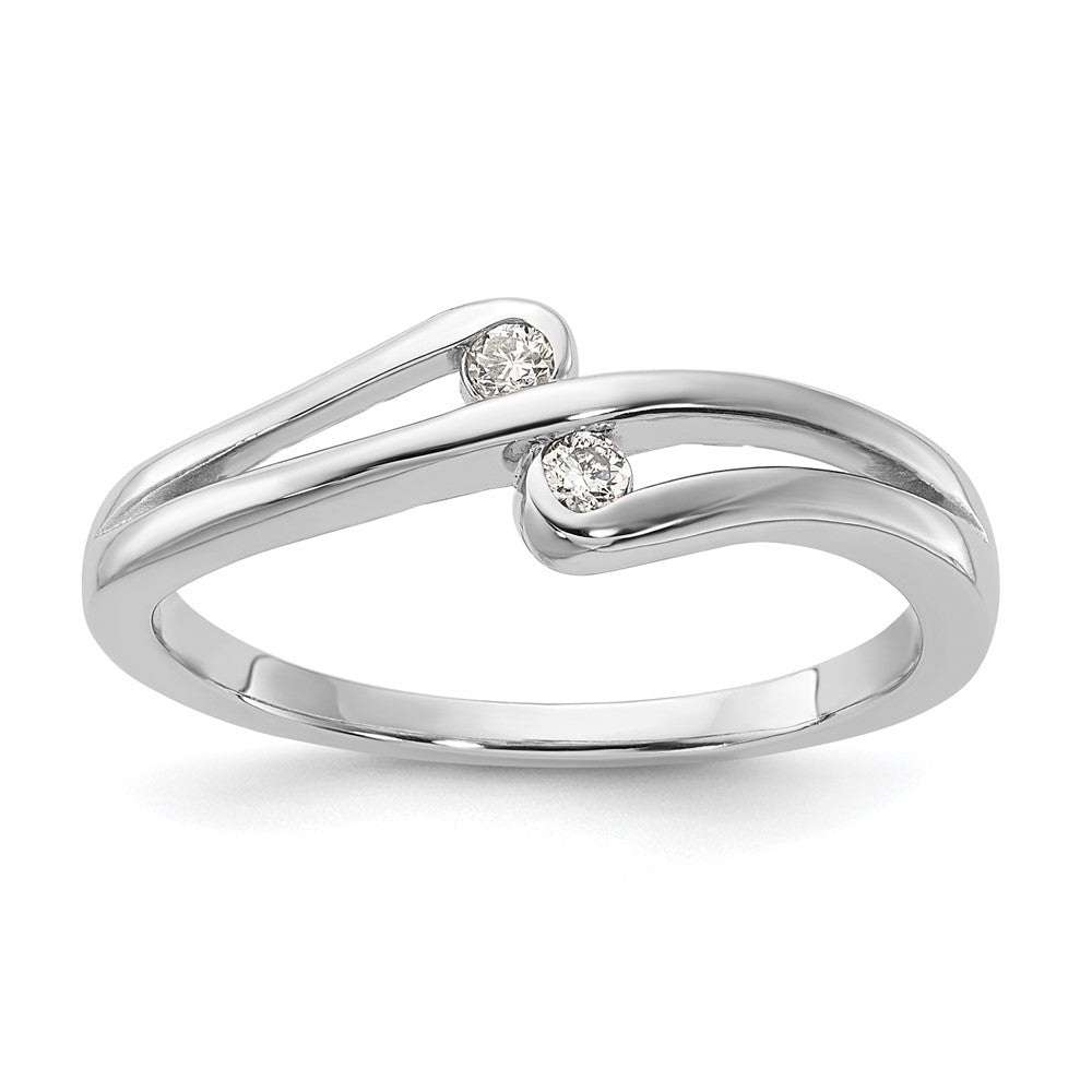 Sterling Silver Polished Fancy Two Stone Diamond Ring