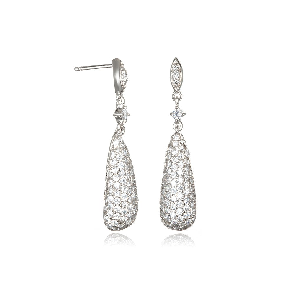 STERLING SILVER WP CZ DANGLE EARRING