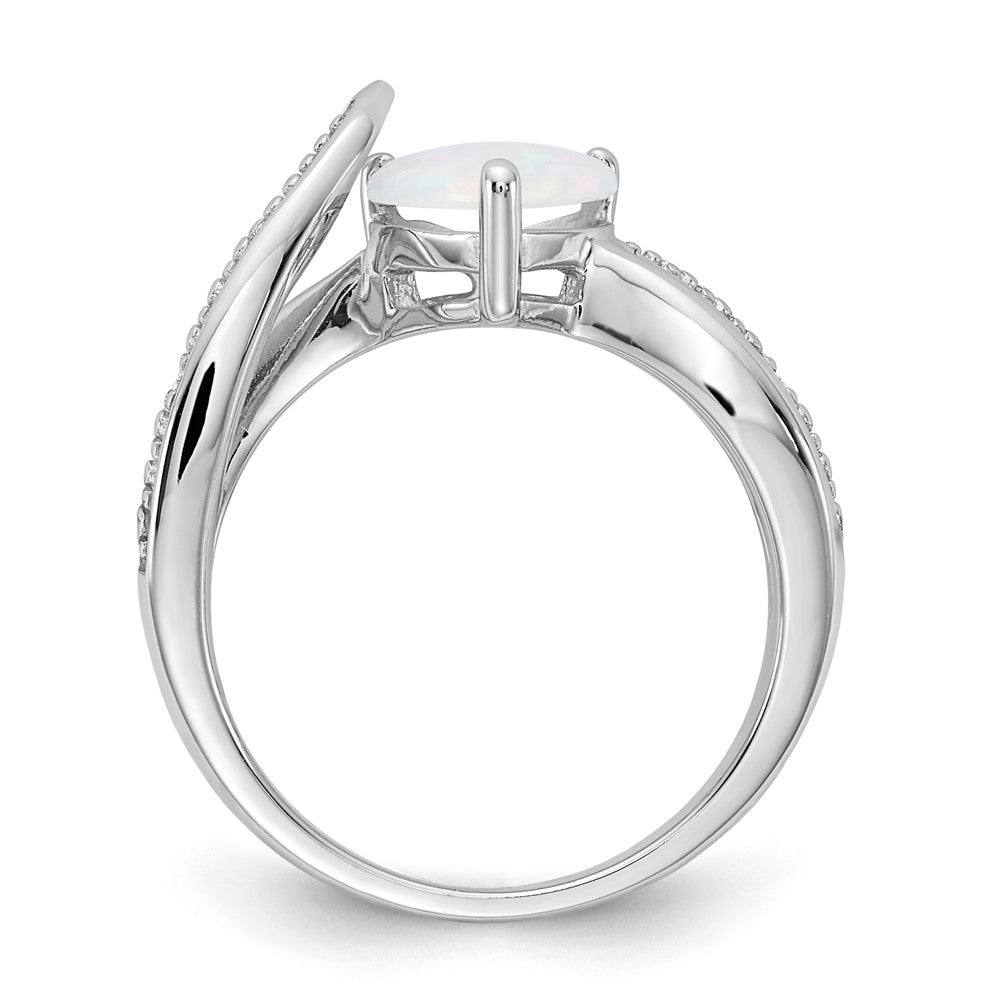 Sterling Silver Heart Shaped CR Opal & Diamond Ring
