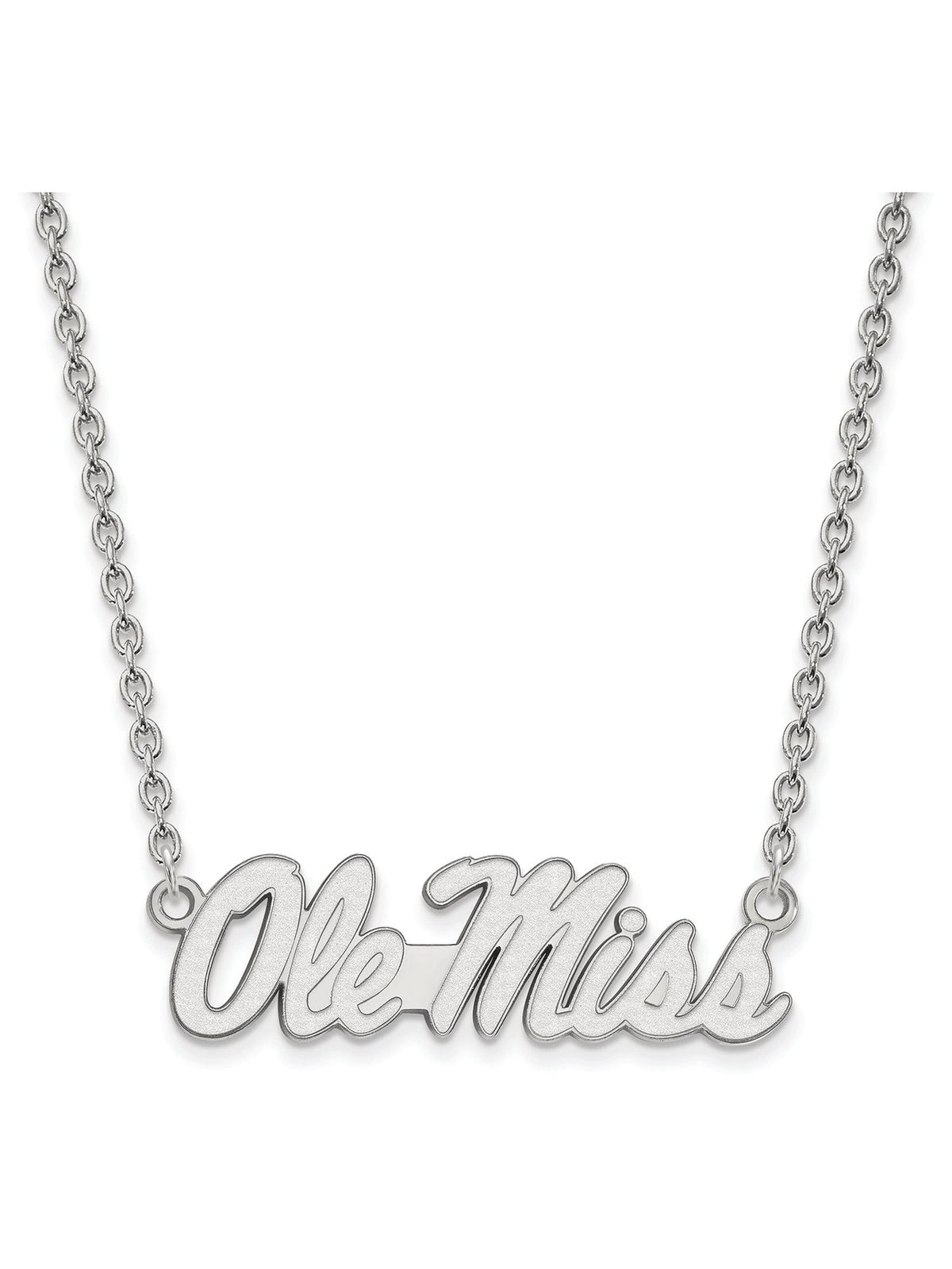 Sterling Silver U of Mississippi Large Ole Miss Pendant Necklace