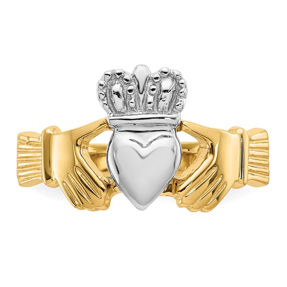 14k Two-tone Polished Claddagh Ring Size 6