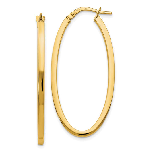 10K Polished Oval Hinged Hoop Earrings