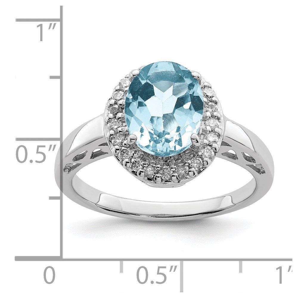 Sterling Silver Rhodium Sky Blue Topaz & Diam. Ring