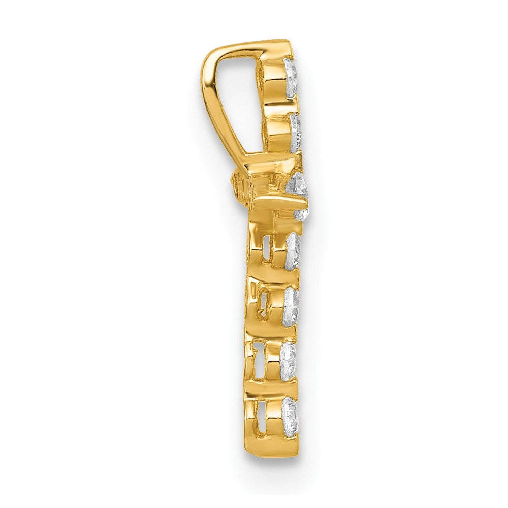 10k Polished CZ Latin Cross Chain Slide Pendant