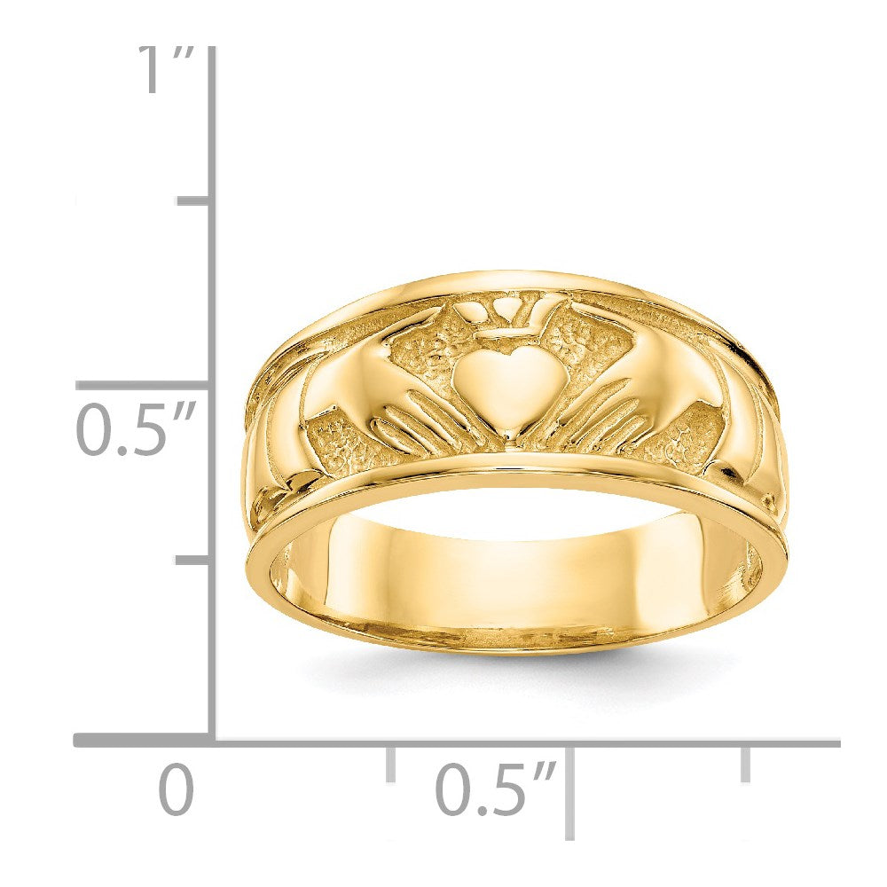 14k Polished Claddagh Band Size 7