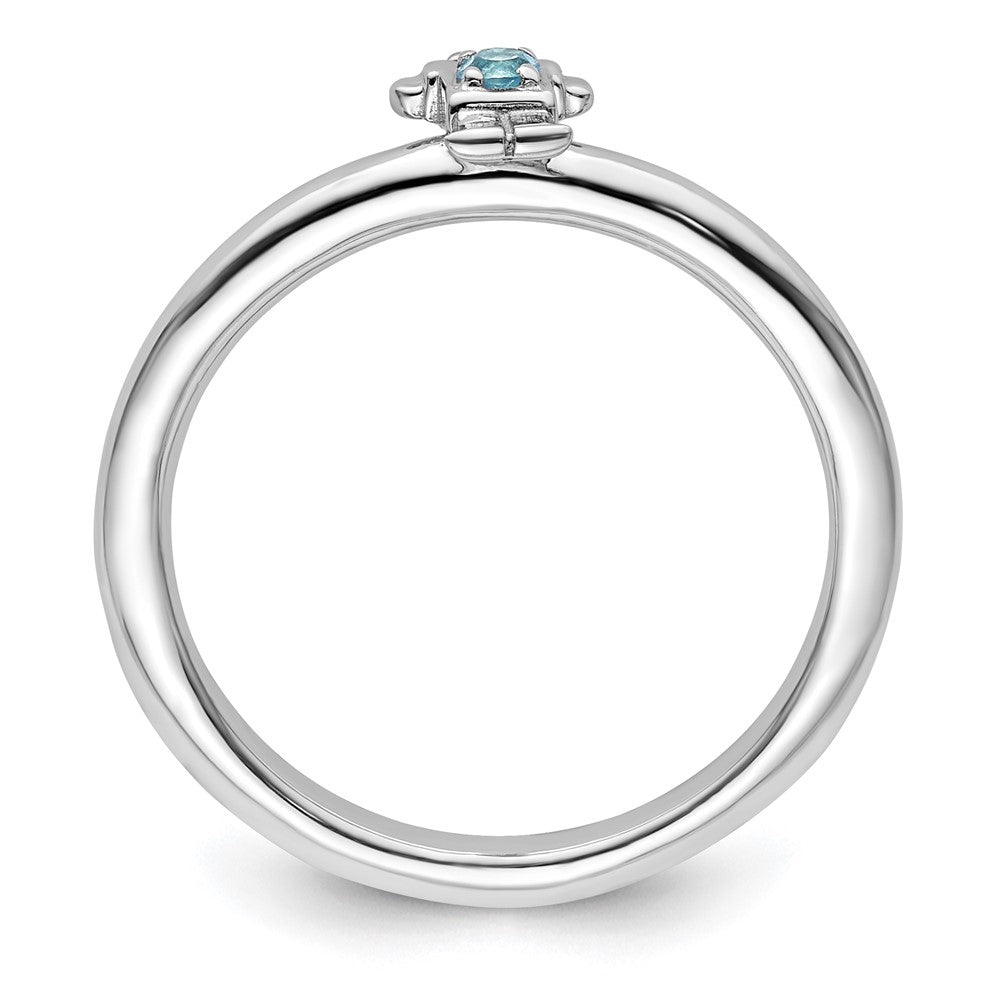 Sterling Silver Stackable Expressions Rhodium Blue Topaz Boy Ring