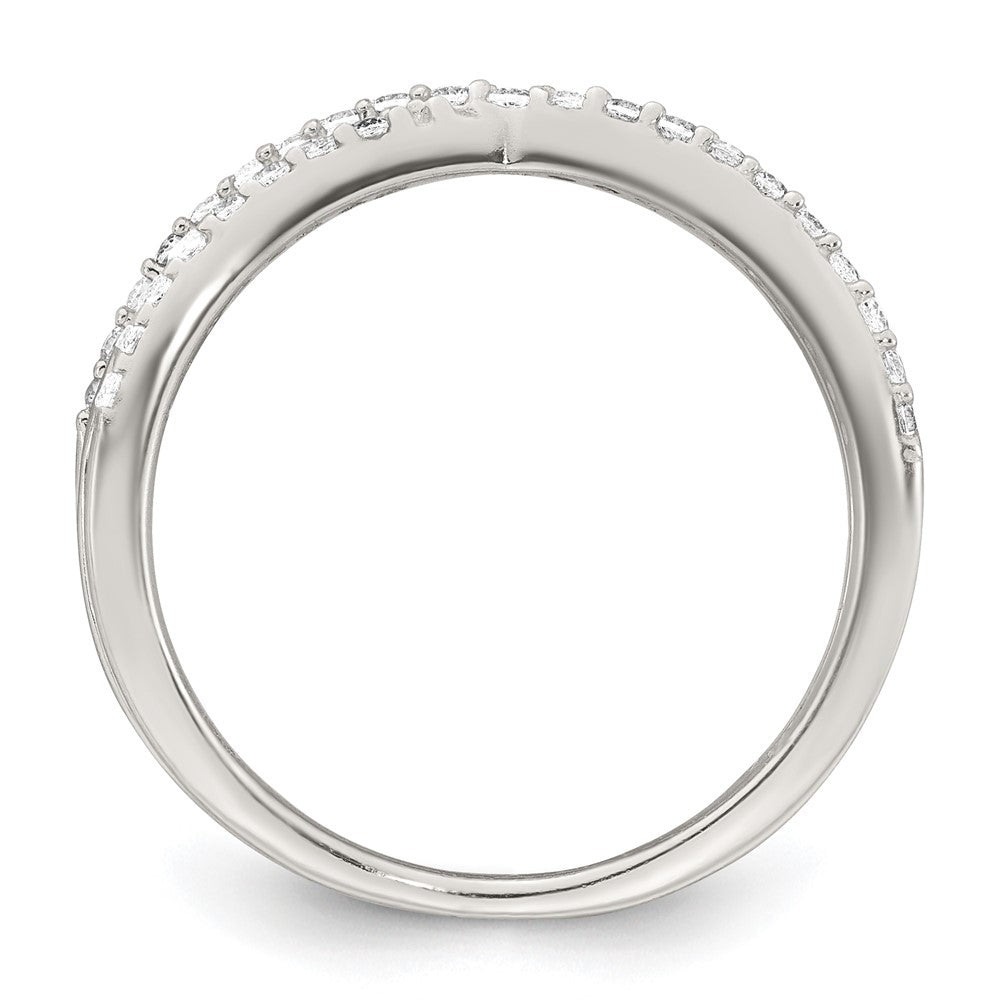 Sterling Silver Polished White CZ Fancy Crossed Size 8 Ring