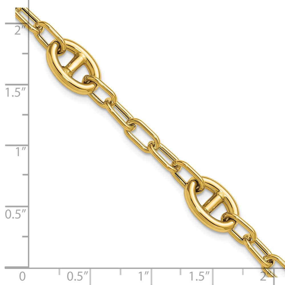 14K Polished Fancy Anchor Link Bracelet 7.5  inches