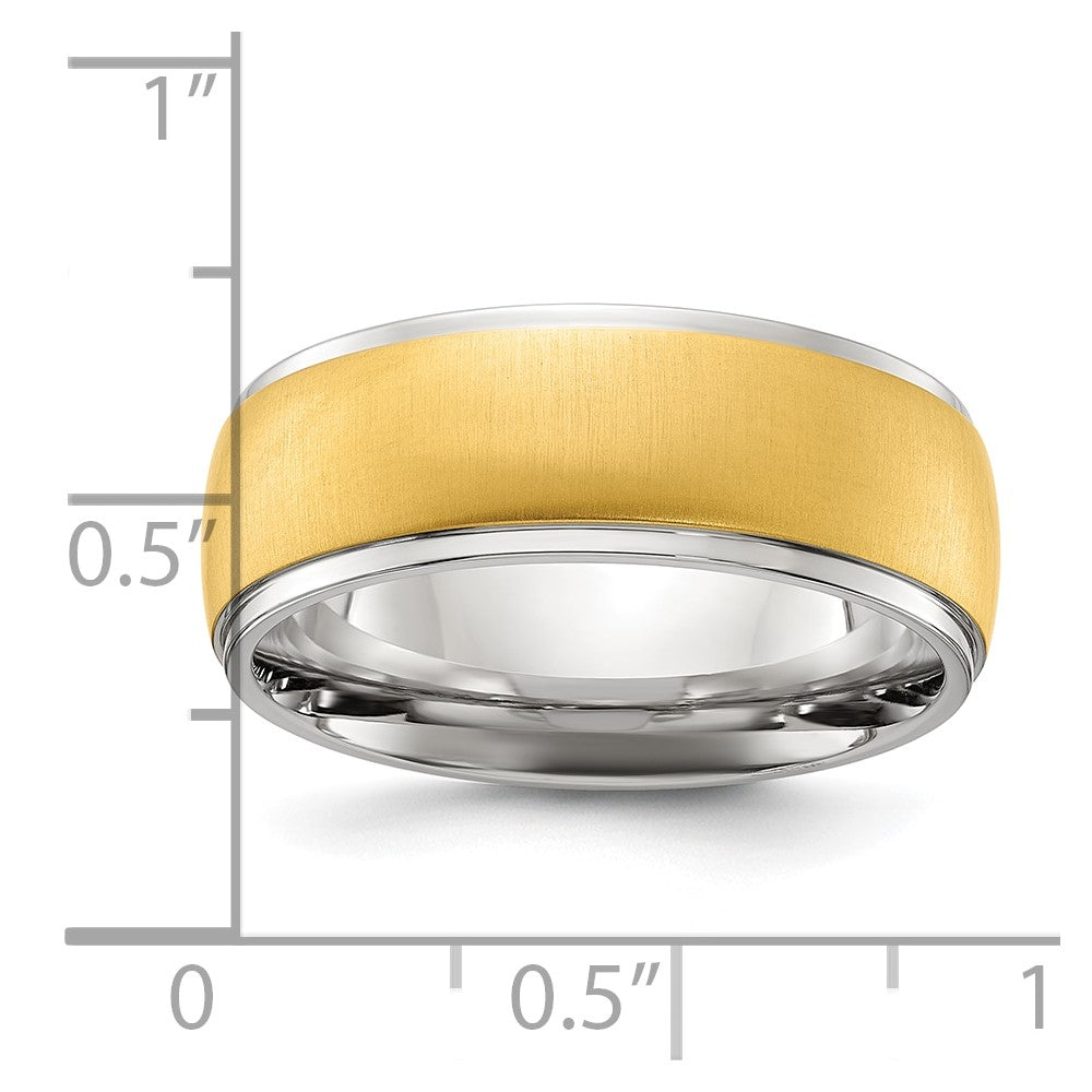 Chisel Titanium Polished with Brushed Yellow IP-plated Center 8mm Band Size - 9.5
