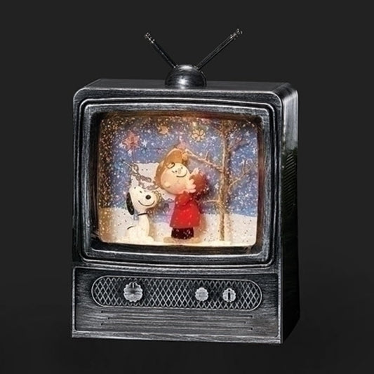 Roman 9" LED Lighted Snoopy TV Christmas Snow Globe