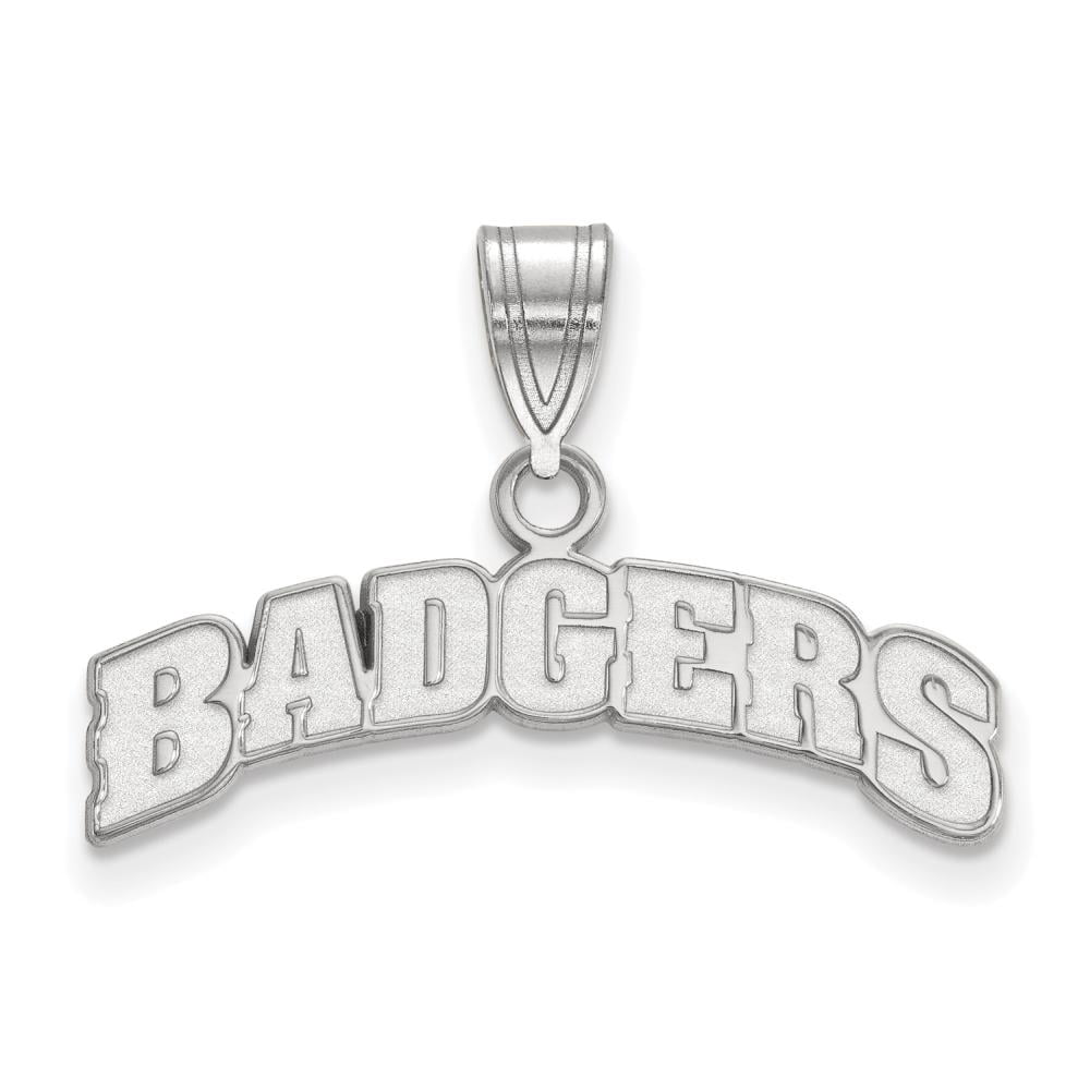 Sterling Silver Rhodium-plated LogoArt University of Wisconsin Badgers Medium Pendant QSS084UWI