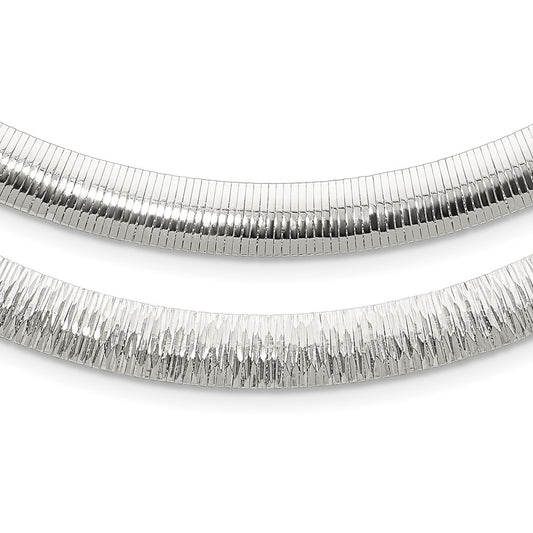 Sterling Silver 8mm Polished Cubetto/D/C Reversible Necklace 17 Inches