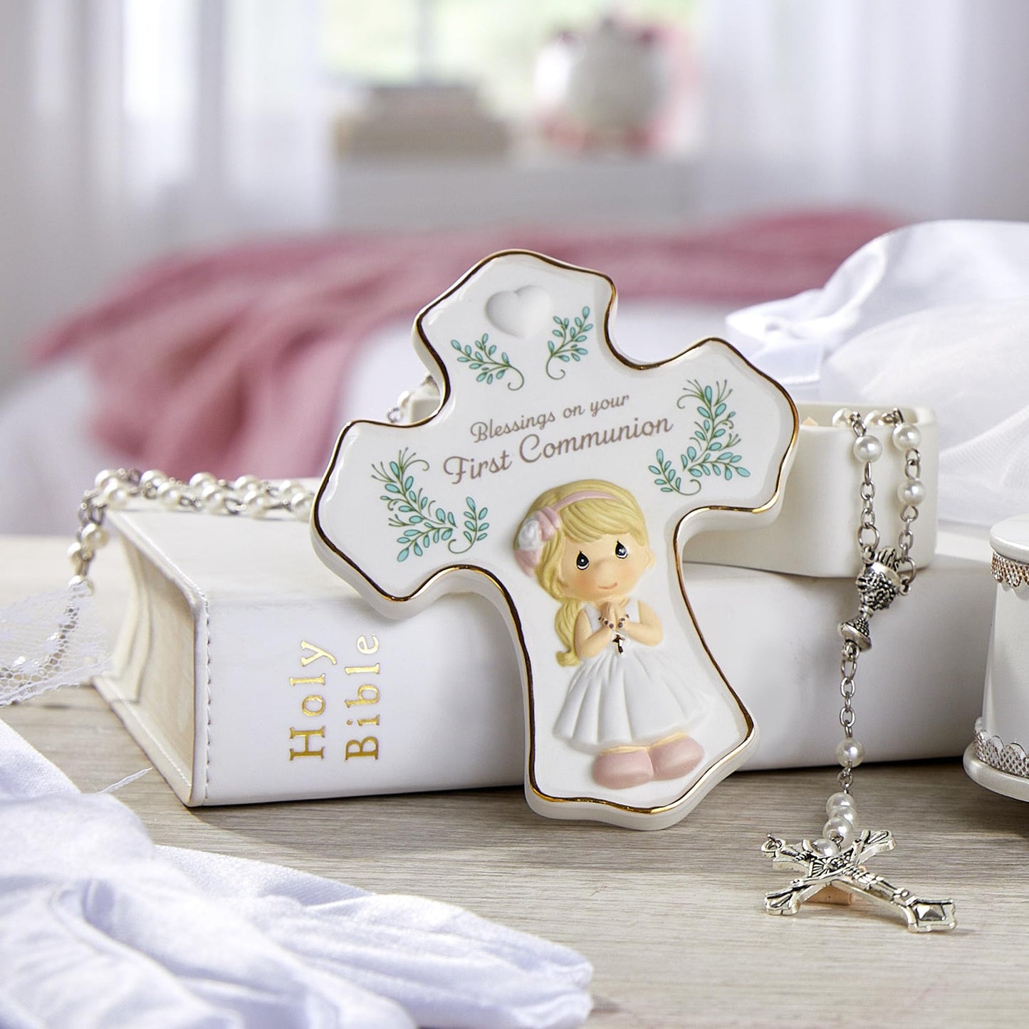 Precious Moments Blessings On Your First Communion Girl Rosary Box with Rosary, Count 1