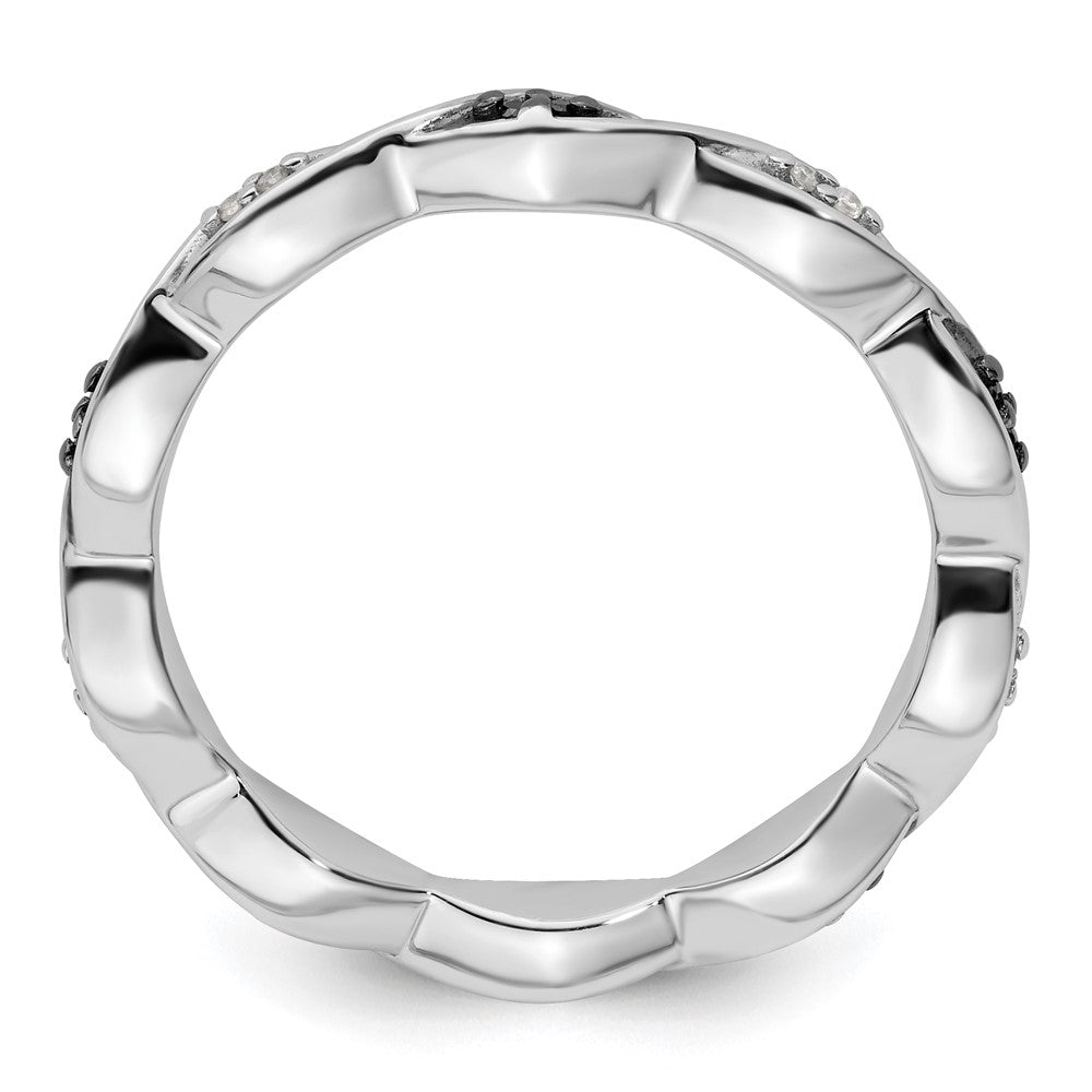 Sterling Silver Stackable Expressions Black & White Diamond Ring Size -10
