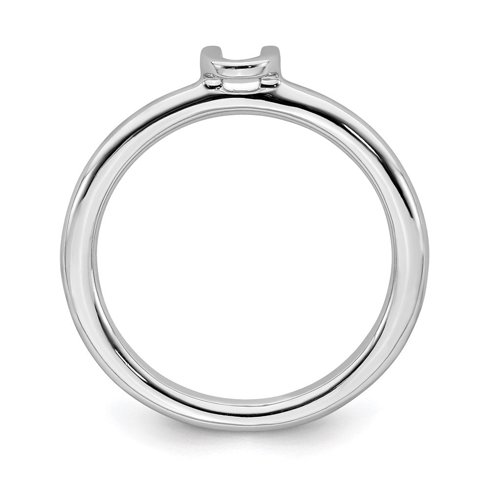 Sterling Silver Stackable Expressions Rhodium Letter U Ring