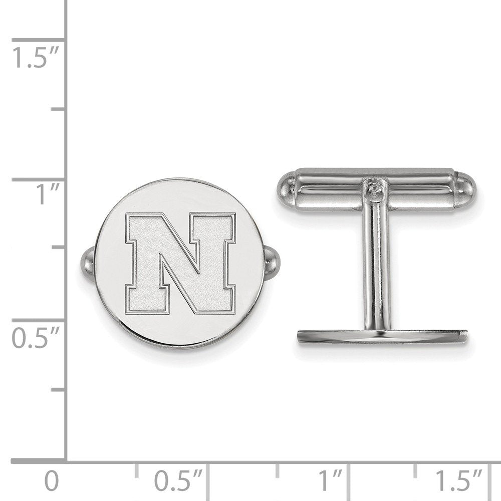 Sterling Silver Rhodium-plated LogoArt University of Nebraska Letter N Cuff Links Q-SS086UNE