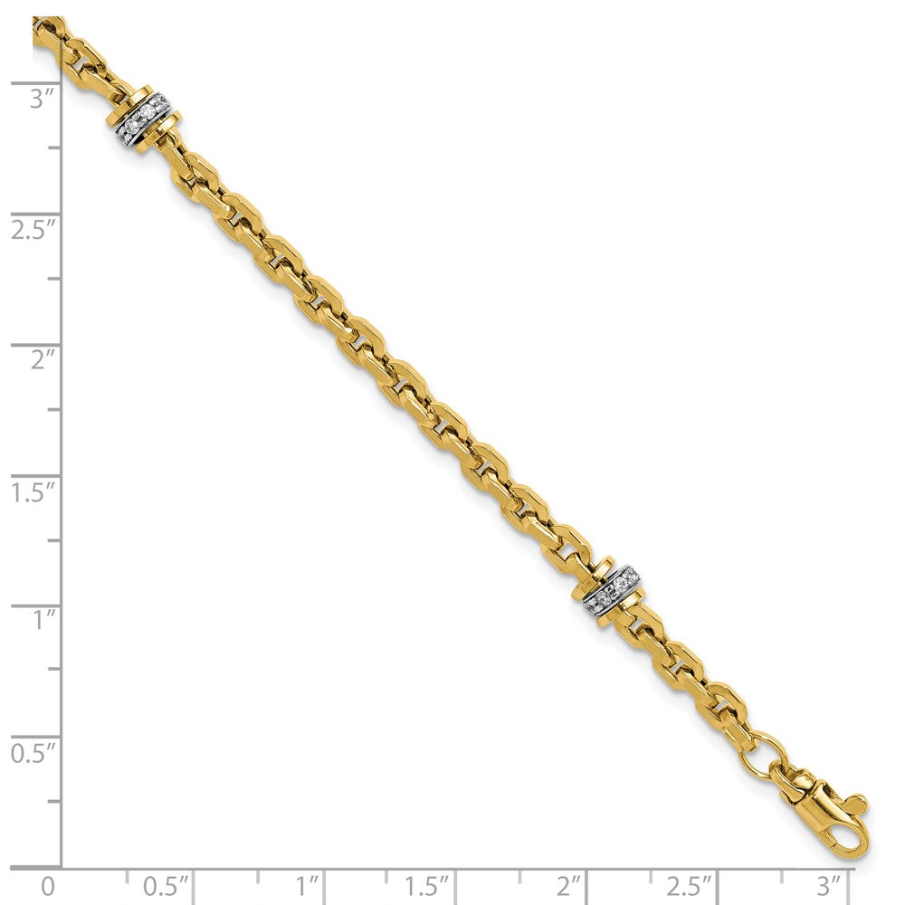 14K Two-tone CZ Polished Fancy Link Bracelet 7.5  inches