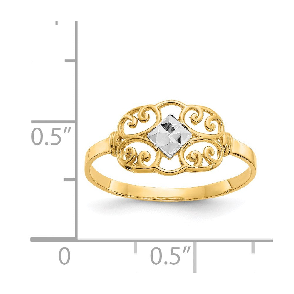 14K w/Rhodium Filigree Ring Size 7