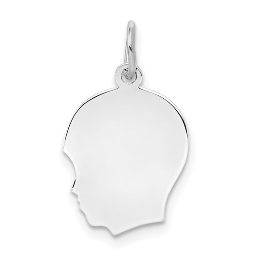 Sterl Silver Rh-plt Engraveable Boy Polished Front/Satin Back Disc Charm