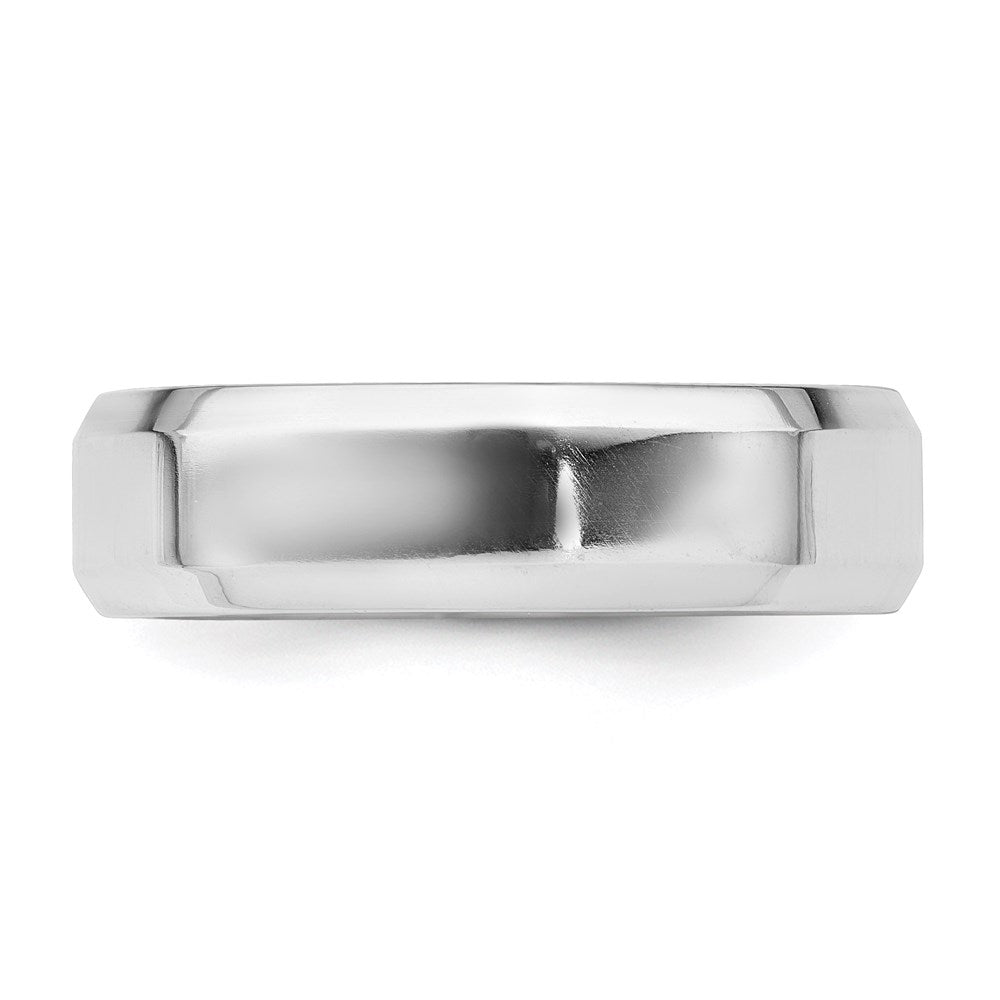Sterling Silver Rhodium-plated 6mm Bevel Edge Size 9 Band