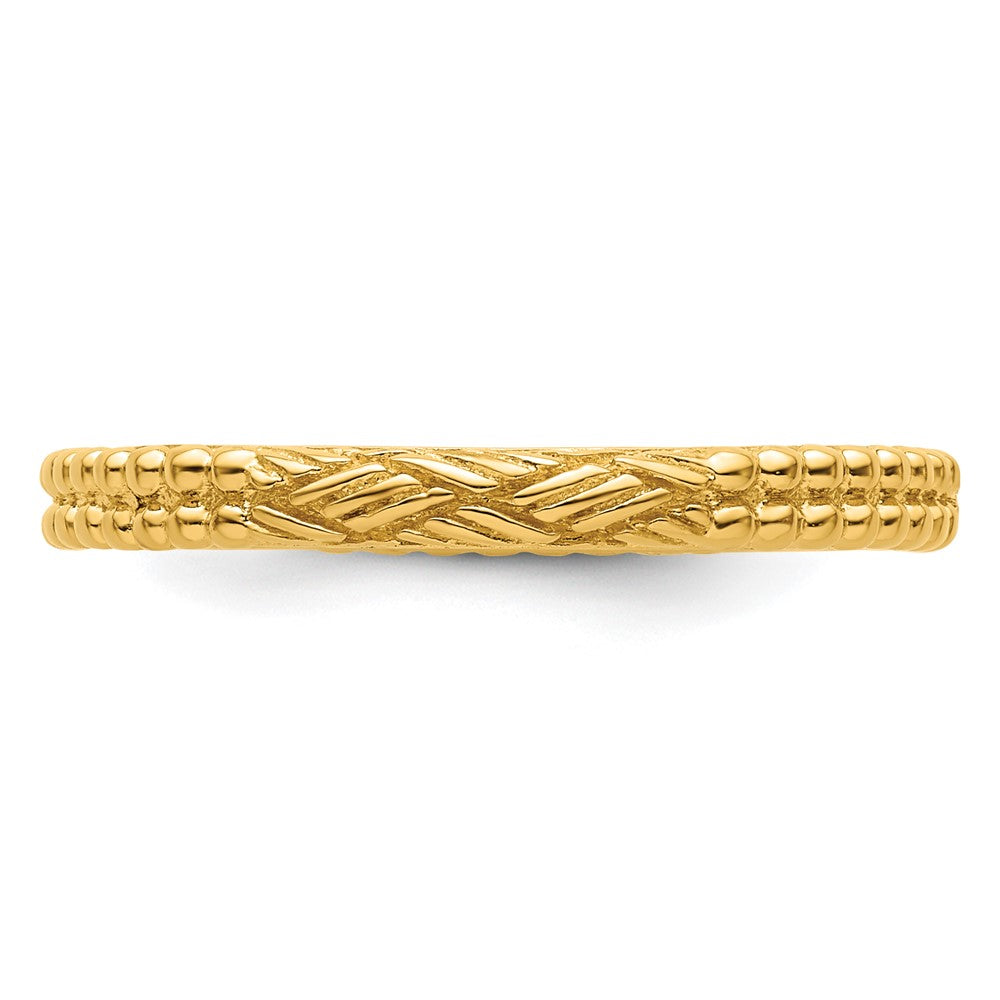 Sterling Silver Stackable Expressions Gold-plated Patterned Ring Size -5