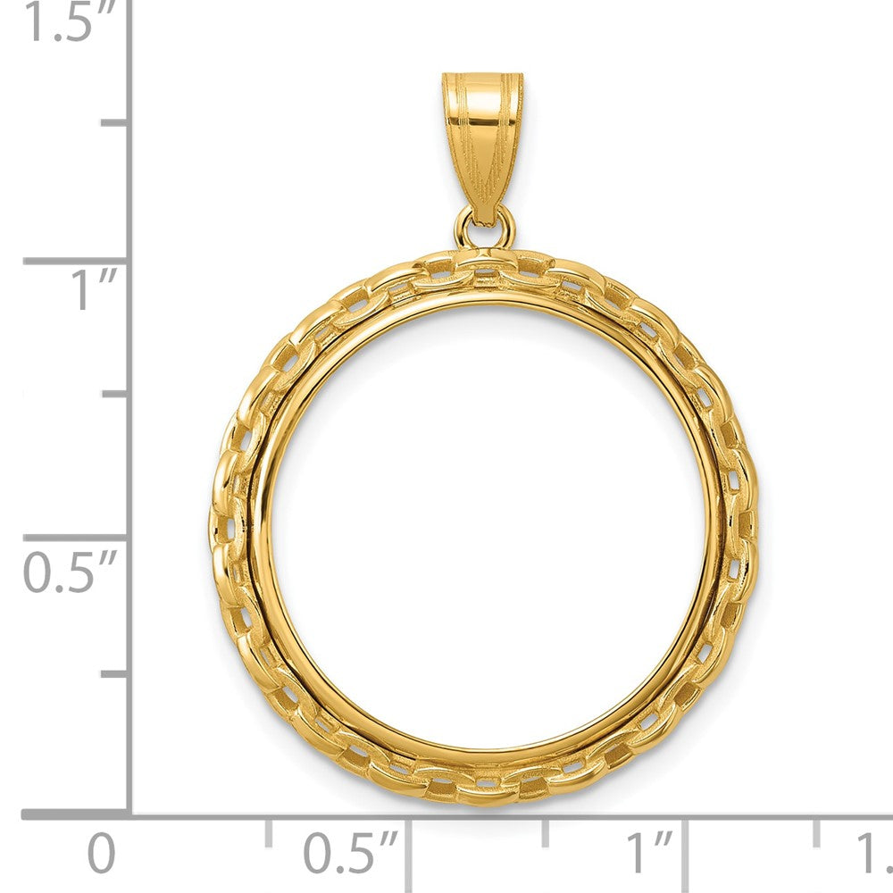 14k Polished Box with 22.0mm Prong Coin Bezel Pendant