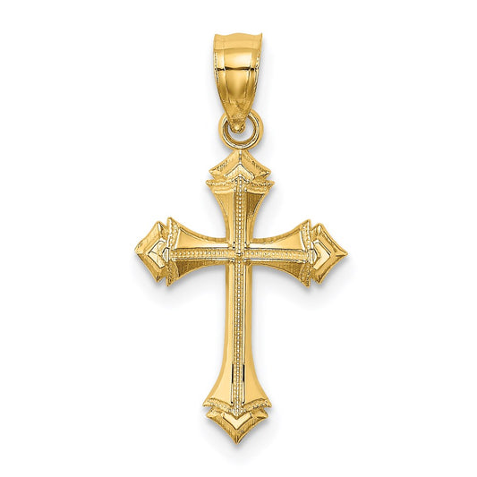 14K Textured w/ Arrow Ends Cross Charm