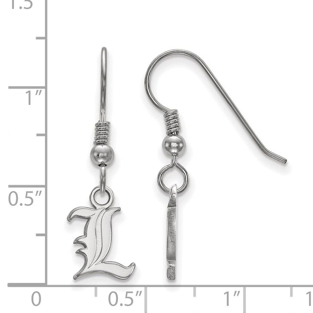 Sterling Silver Rhodium-plated LogoArt University of Louisville Letter L Extra Small Dangle Wire Earrings QSS006UL