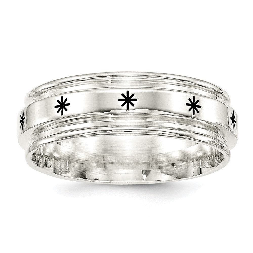 SS 7mm Enamel Fancy Band Size 12.5