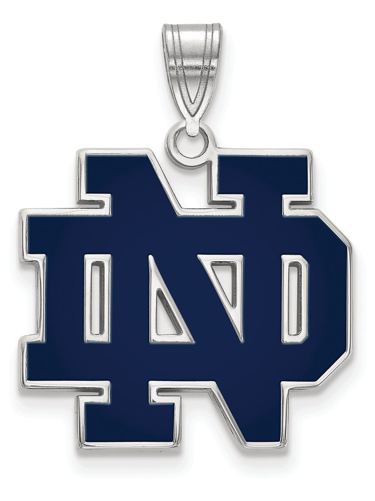 Logoart Sterling Silver University Of Notre Dame Large Enamel Pendant Female Adult