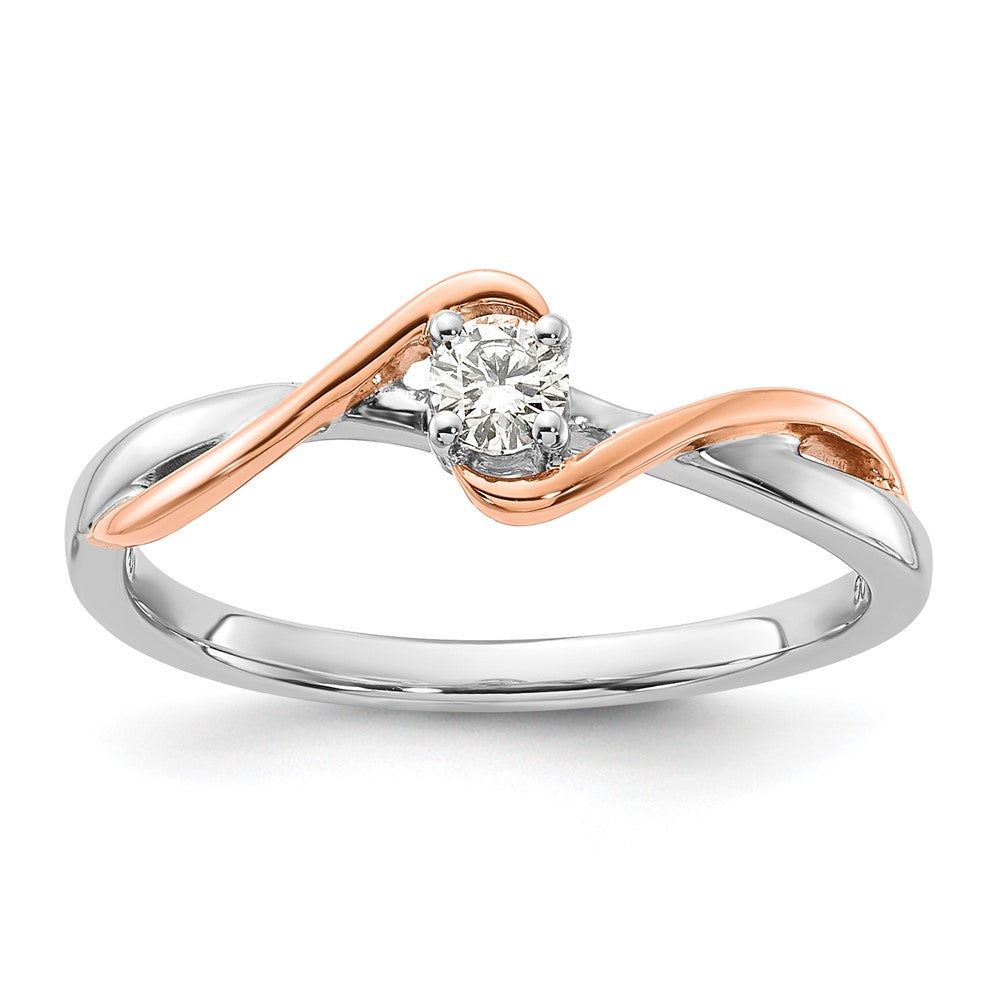 10k White Gold & Rose-tone Polished Twisted Diamond Ring