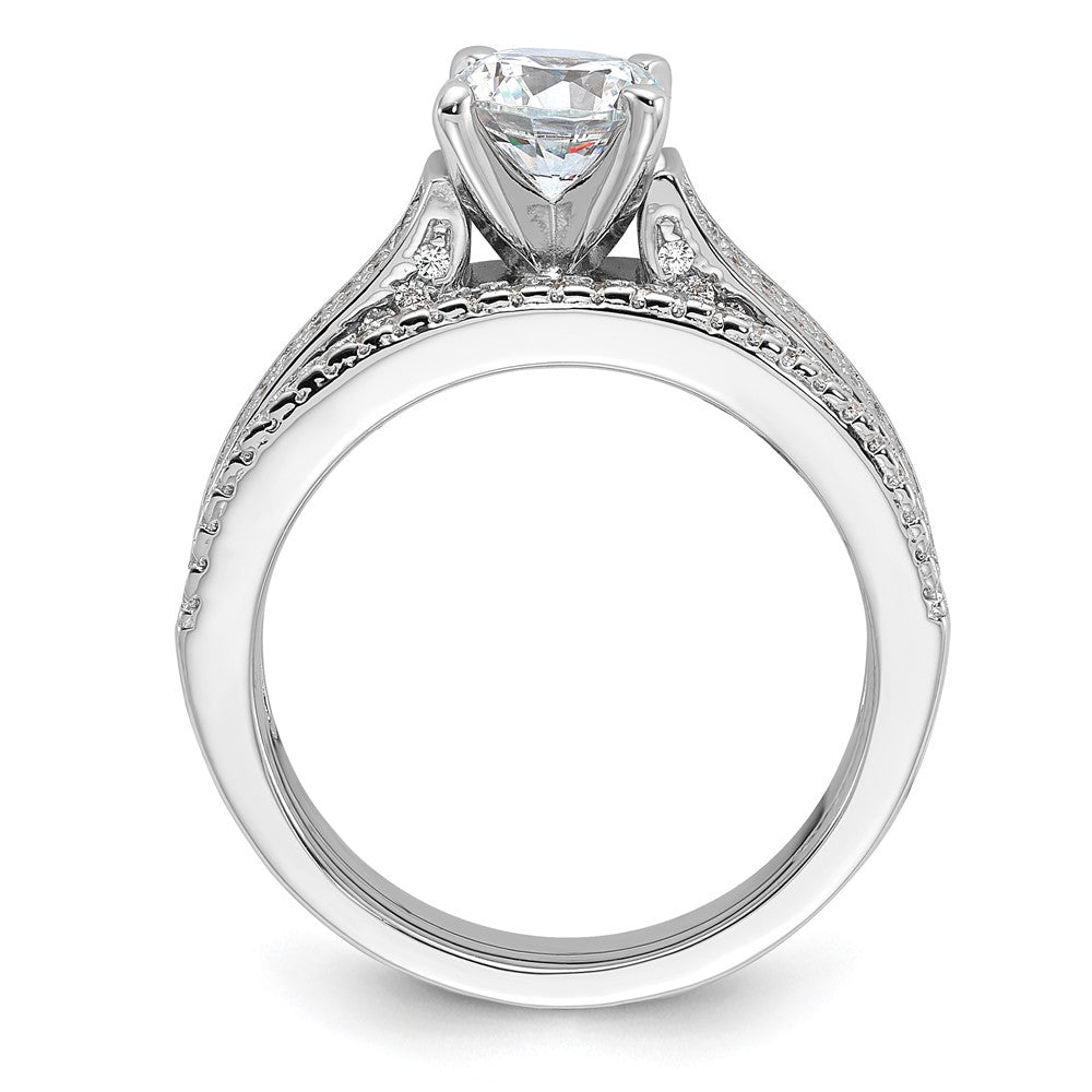Brilliant Embers Sterling Silver Rhodium-plated 135 Stone Micro Pav‚ CZ 2-piece Wedding Set