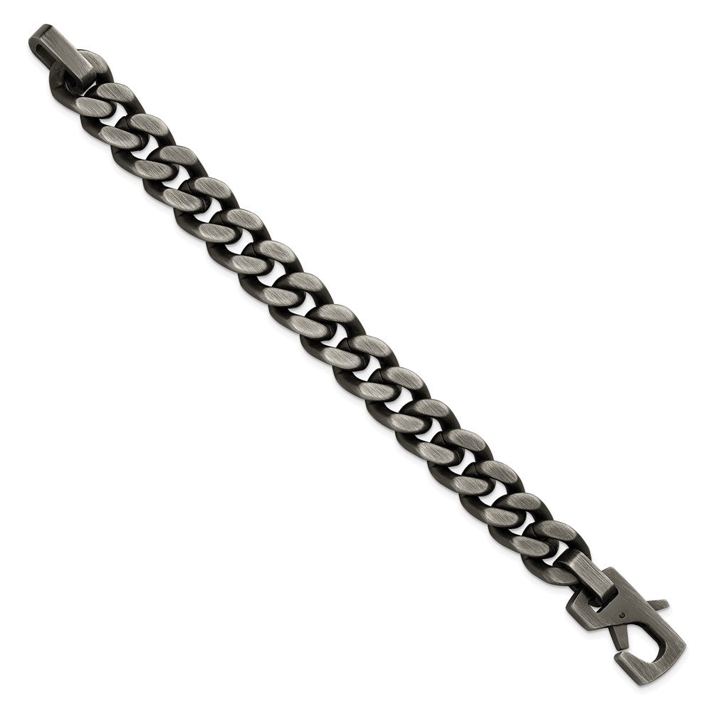 Chisel Stainless Steel Antiqued and Brushed 14mm Curb Link 8.75 inch Bracelet 8.75 inches