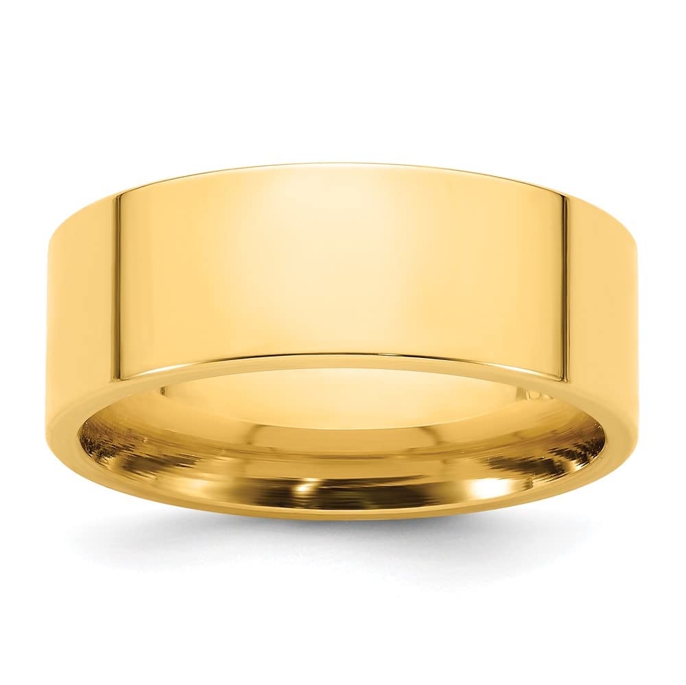 14k Yellow Gold 8mm Standard Weight Flat Comfort Fit Wedding Band Size 7