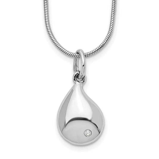 White Ice Sterling Silver Rhodium-plated 18 Inch Diamond Teardrop Necklace with 2 Inch Extender 18 Inches
