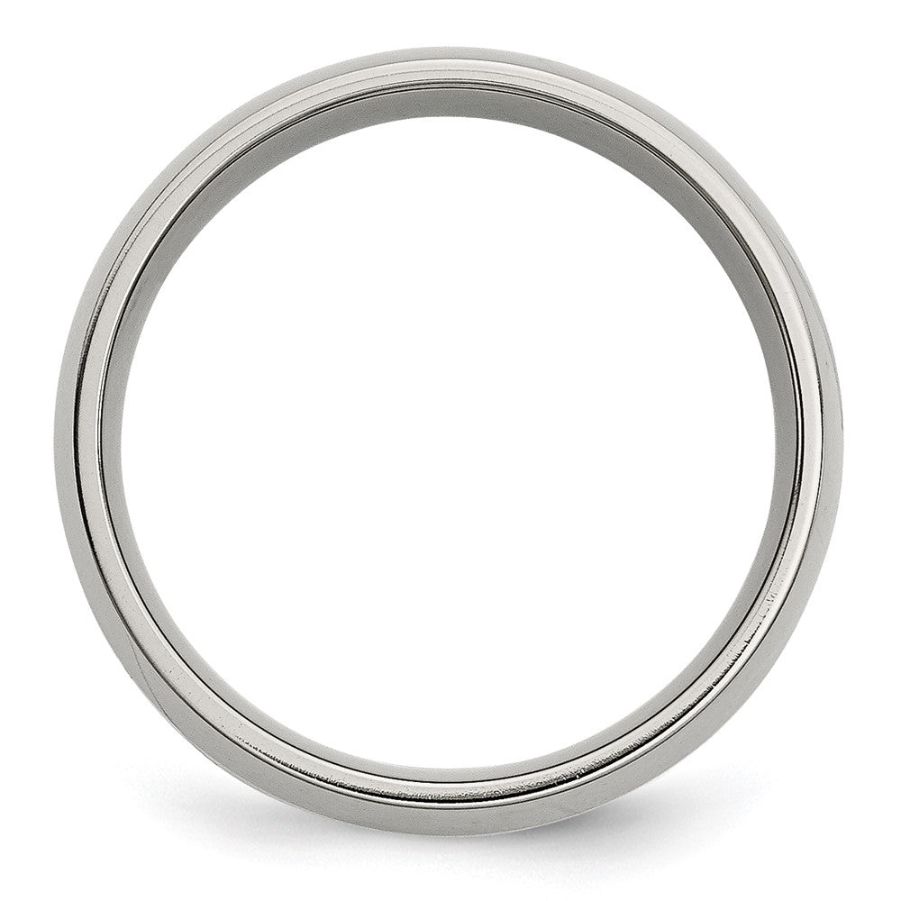 Stainless Steel w/14k Yellow Inlay Polished 8mm Band Size - 6