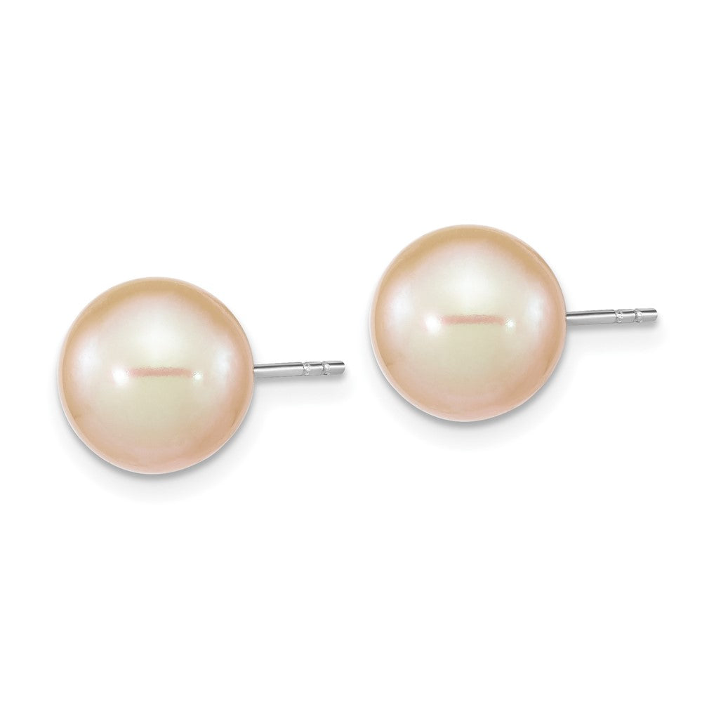Sterling Silver Rhod-plated Polished 10mm Onyx Cabochon Post Earrings