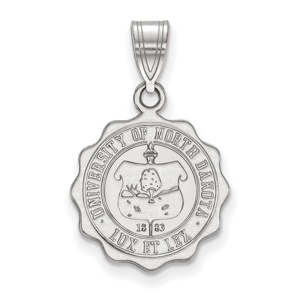 Sterling Silver Rhodium-plated LogoArt University of North Dakota Medium Crest Pendant Q-SS028UNOD