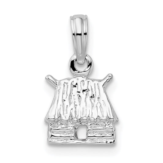 Sterling Silver Polished 3D Island Hut Pendant