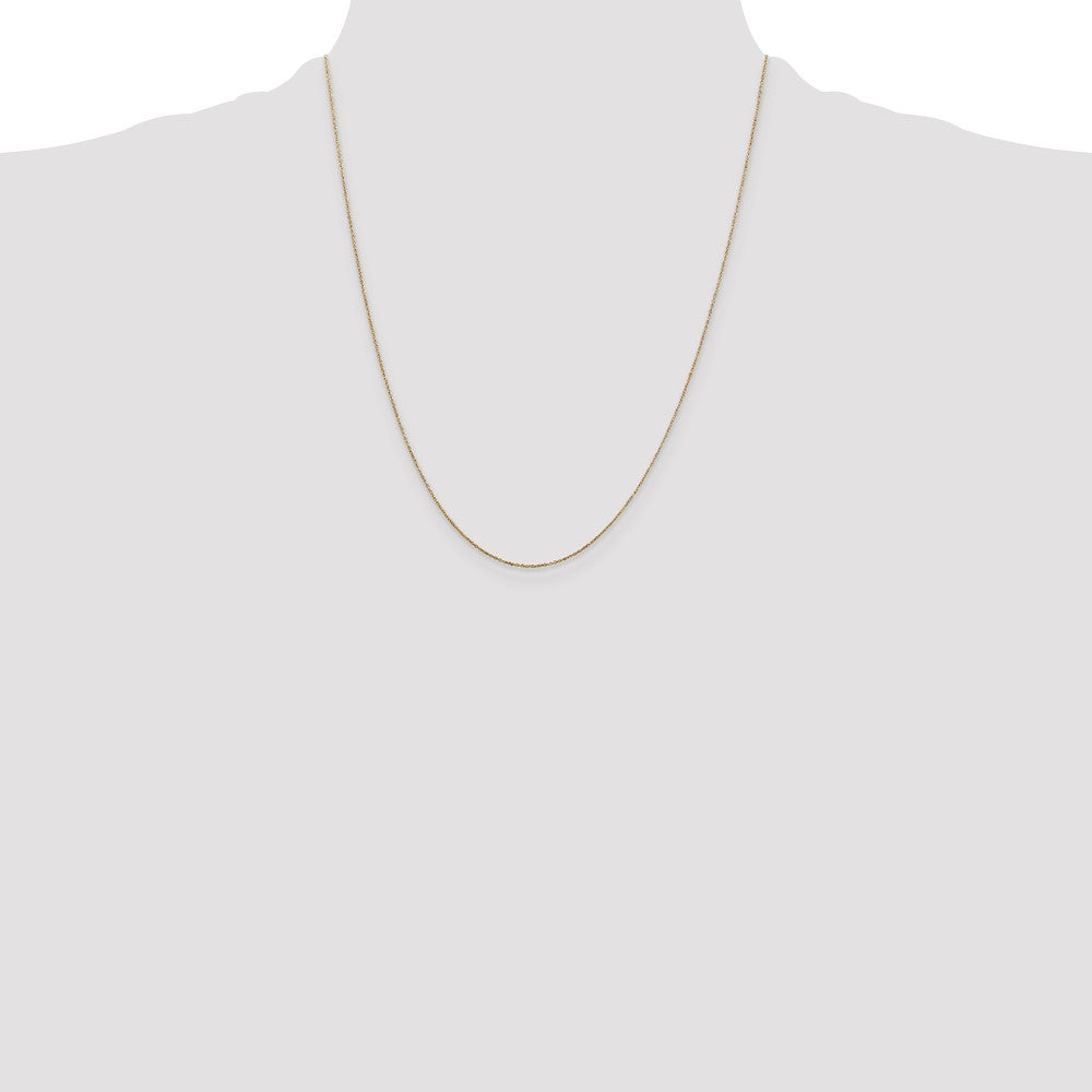 14K 22 inch .6mm Diamond-cut Round Open Link Cable with Spring Ring Clasp Chain